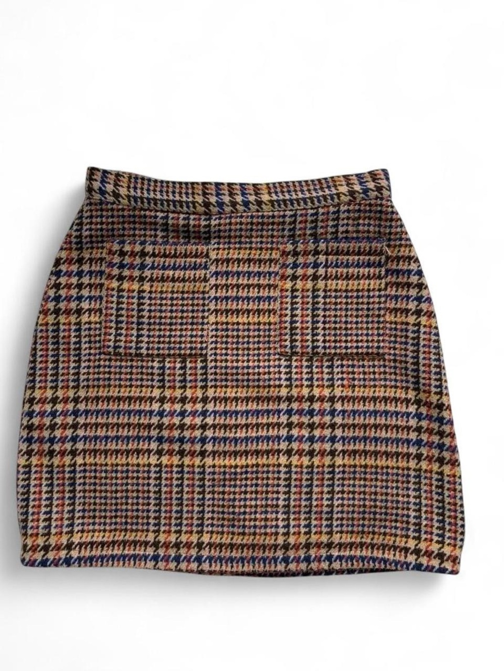 ModCloth Houndstooth Mini Skirt in Tan, Blue & Orange